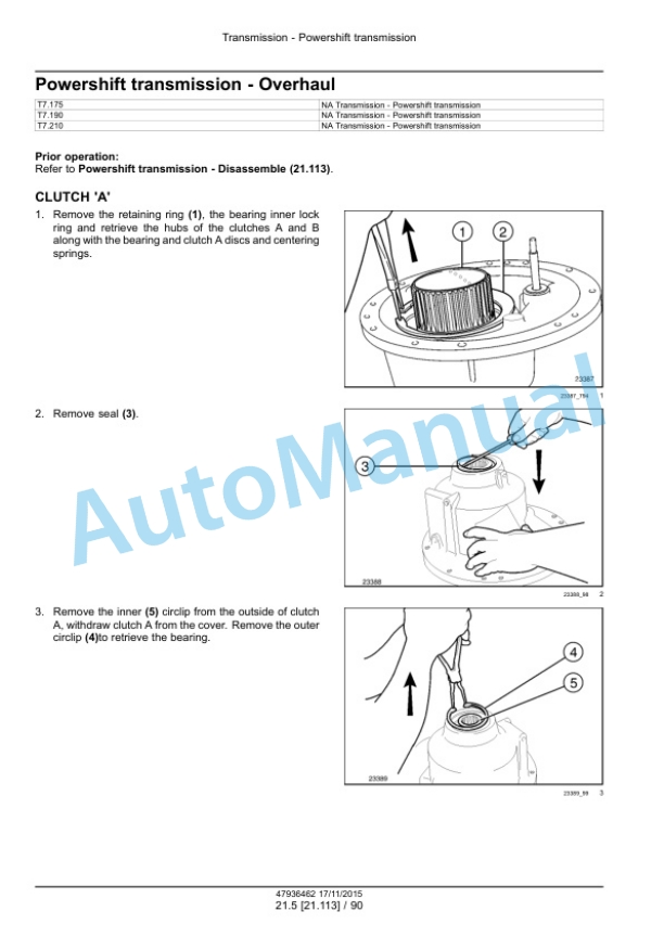 New Holland T7.175, T7.190, T7.210, T7.225 Auto Command Tier 4B Final Tractor Service Manual 47969472-5