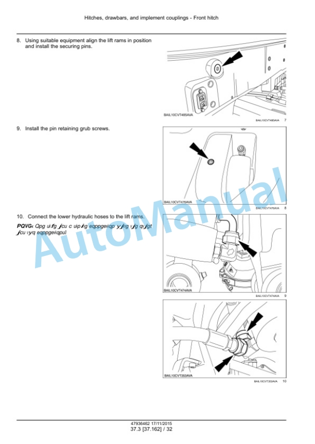 Alternative view of New Holland T7.175, T7.190, T7.210, T7.225 Auto Command Tier 4B Final Tractor Service Manual 47969477