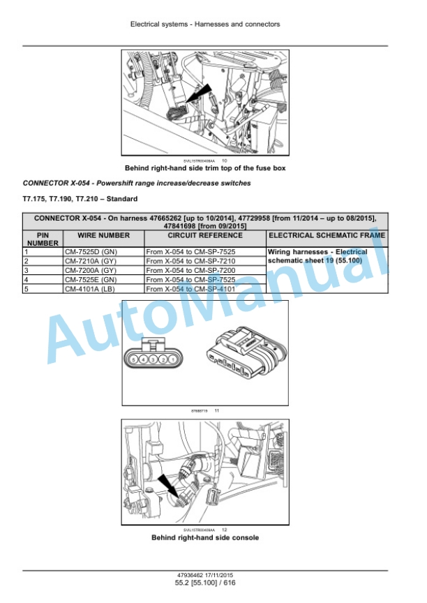 New Holland T7.175, T7.190, T7.210, T7.225 Auto Command Tier 4B Final Tractor Service Manual 47969480-3