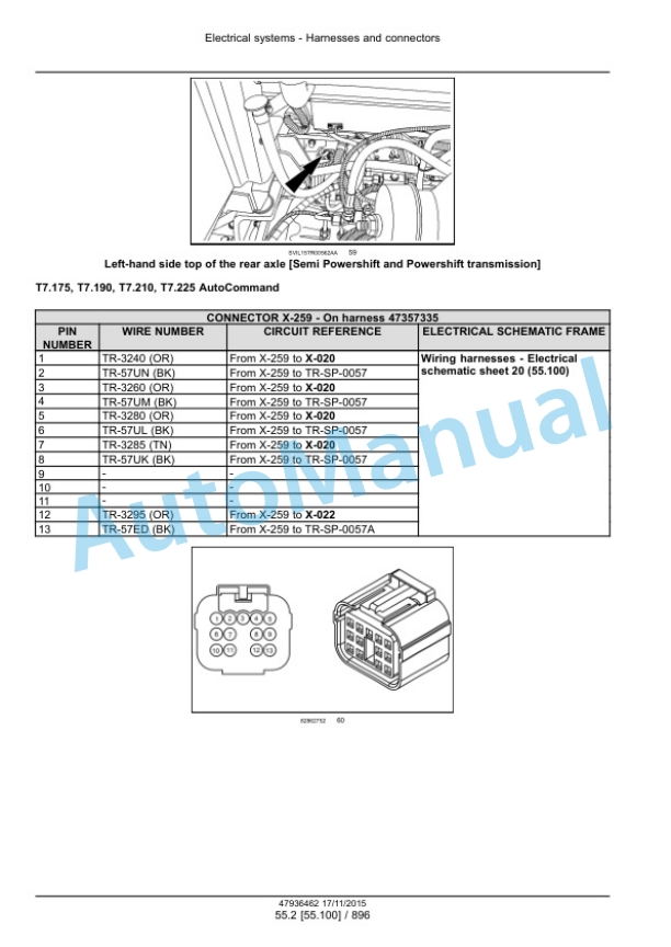 New Holland T7.175, T7.190, T7.210, T7.225 Auto Command Tier 4B Final Tractor Service Manual 47969481-2