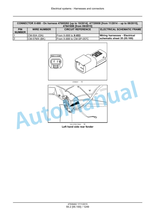 New Holland T7.175, T7.190, T7.210, T7.225 Auto Command Tier 4B Final Tractor Service Manual 47969482-2