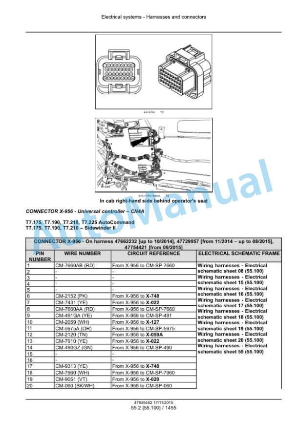 New Holland T7.175, T7.190, T7.210, T7.225 Auto Command Tier 4B Final Tractor Service Manual 47969482-5