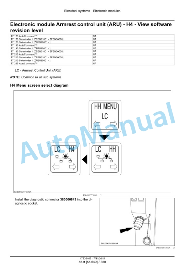 New Holland T7.175, T7.190, T7.210, T7.225 Auto Command Tier 4B Final Tractor Service Manual 47969484-2