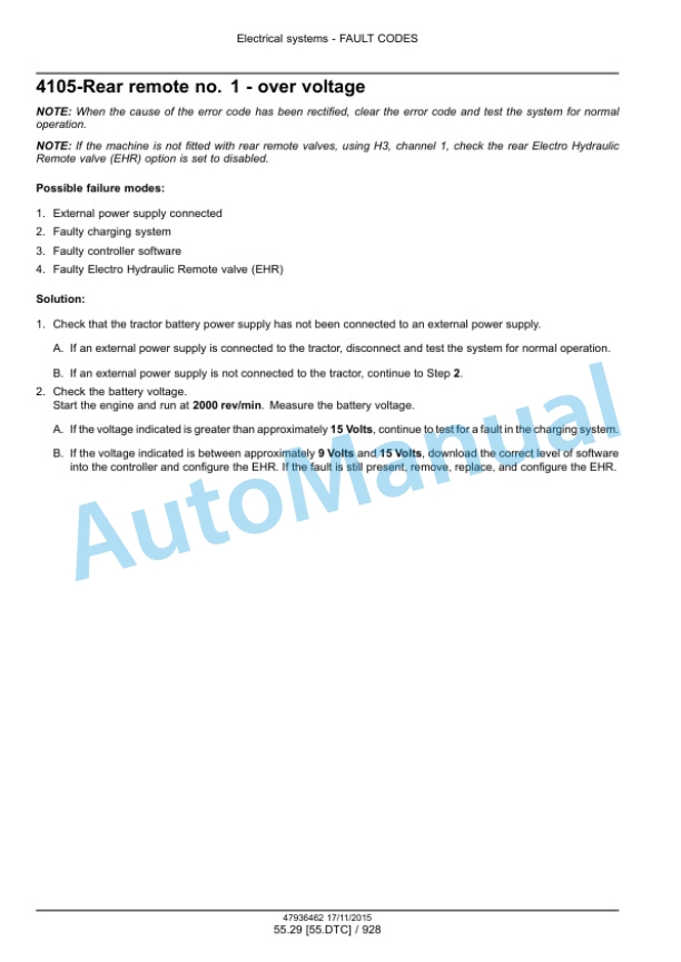 New Holland T7.175, T7.190, T7.210, T7.225 Auto Command Tier 4B Final Tractor Service Manual 47969488-3