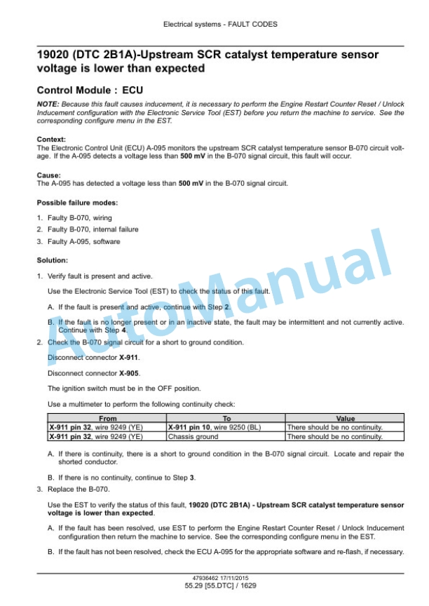 New Holland T7.175, T7.190, T7.210, T7.225 Auto Command Tier 4B Final Tractor Service Manual 47969490-2