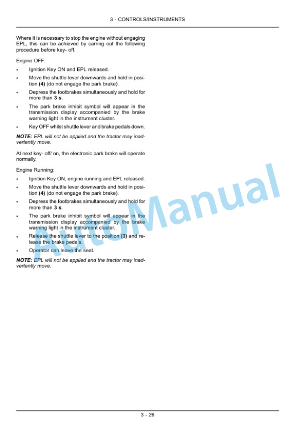 New Holland T7.220, T7.235, T7.250, T7.260 Power Command Tractor Operation and Maintenance Manual 84571681-2