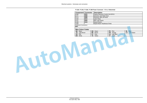 New Holland T7.220, T7.235, T7.250, T7.260, T7.270 Auto Command - Power Command Tractor Service Manual 47567522-3
