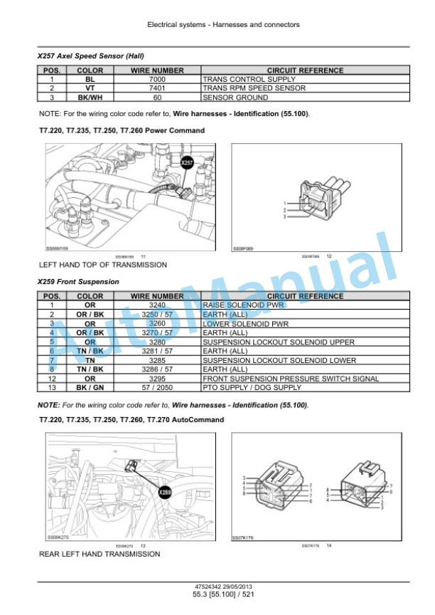 New Holland T7.220, T7.235, T7.250, T7.260, T7.270 Auto Command - Power Command Tractor Service Manual 47567523-4