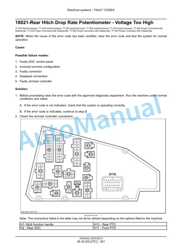 New Holland T7.220, T7.235, T7.250, T7.260, T7.270 Auto Command - Power Command Tractor Service Manual 47567528-5