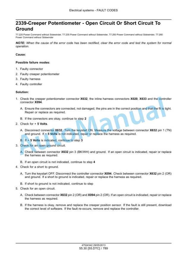 New Holland T7.220, T7.235, T7.250, T7.260, T7.270 Auto Command - Power Command Tractor Service Manual 47567529-5