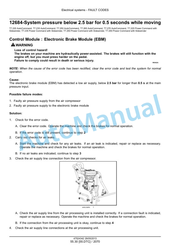 New Holland T7.220, T7.235, T7.250, T7.260, T7.270 Auto Command - Power Command Tractor Service Manual 47567533-2