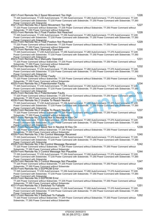 New Holland T7.220, T7.235, T7.250, T7.260, T7.270 Auto Command - Power Command Tractor Service Manual 47567533-5