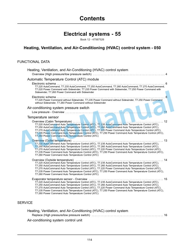 New Holland T7.220, T7.235, T7.250, T7.260, T7.270 Auto Command - Power Command Tractor Service Manual 47567534-4