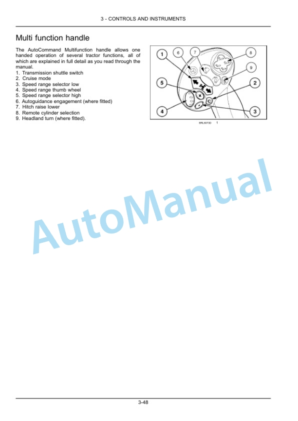 Alternative view of New Holland T7.230, T7.245, T7.260, T7.270 Auto Command Tier 4B Final Sidewinder II Tractor Operation and Maintenance Manual 47960492