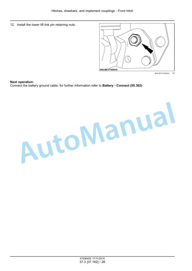Alternative view of New Holland T7.230, T7.245, T7.260, T7.270 Auto Command Tier 4B Final Tractor Service Manual 47985253