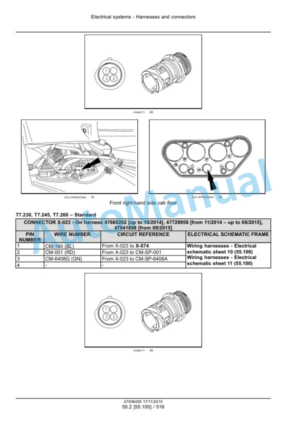New Holland T7.230, T7.245, T7.260, T7.270 Auto Command Tier 4B Final Tractor Service Manual 47985256-2