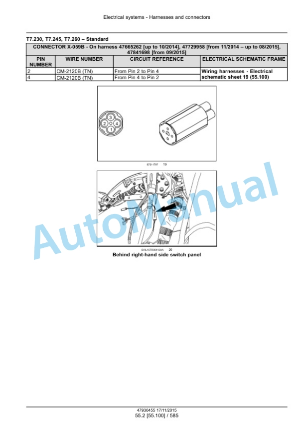 New Holland T7.230, T7.245, T7.260, T7.270 Auto Command Tier 4B Final Tractor Service Manual 47985256-3