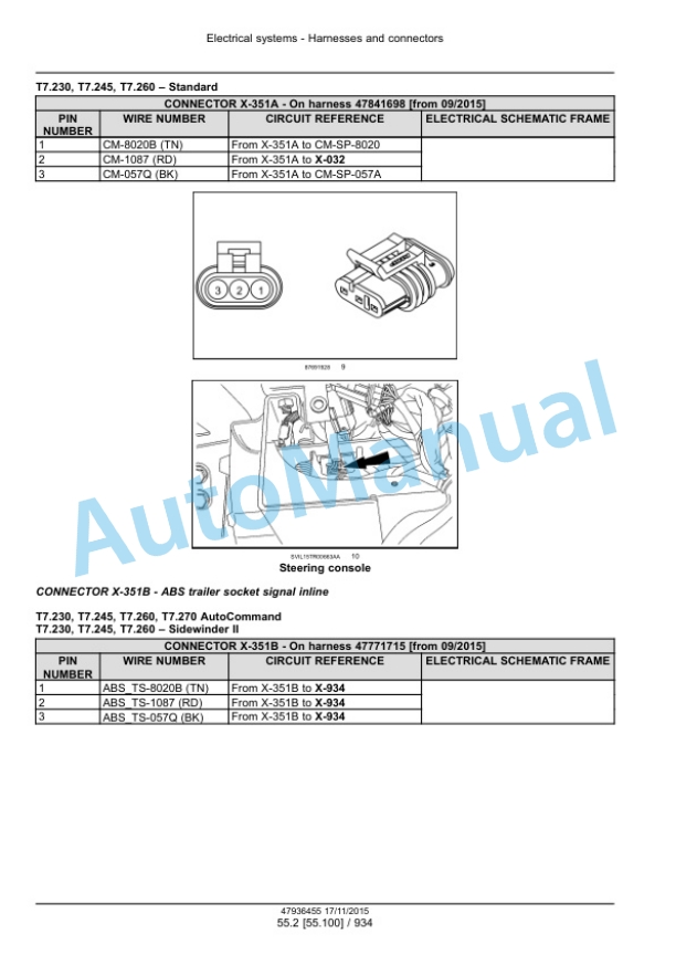 New Holland T7.230, T7.245, T7.260, T7.270 Auto Command Tier 4B Final Tractor Service Manual 47985257-3