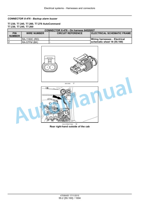 New Holland T7.230, T7.245, T7.260, T7.270 Auto Command Tier 4B Final Tractor Service Manual 47985257-4