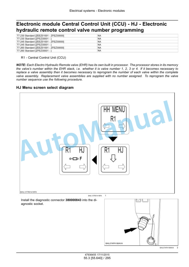 New Holland T7.230, T7.245, T7.260, T7.270 Auto Command Tier 4B Final Tractor Service Manual 47985259-5