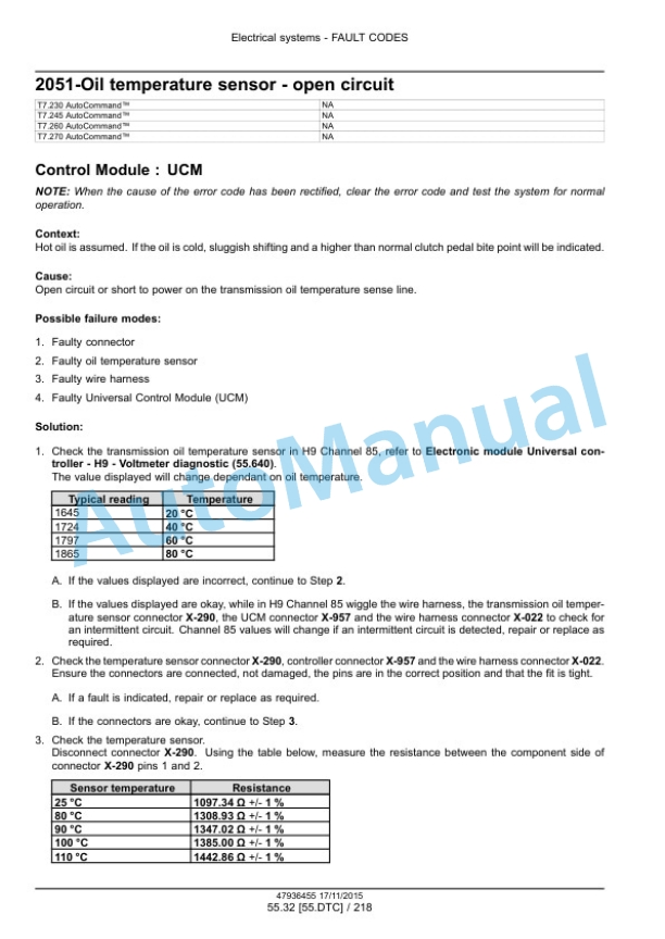 New Holland T7.230, T7.245, T7.260, T7.270 Auto Command Tier 4B Final Tractor Service Manual 47985262-4