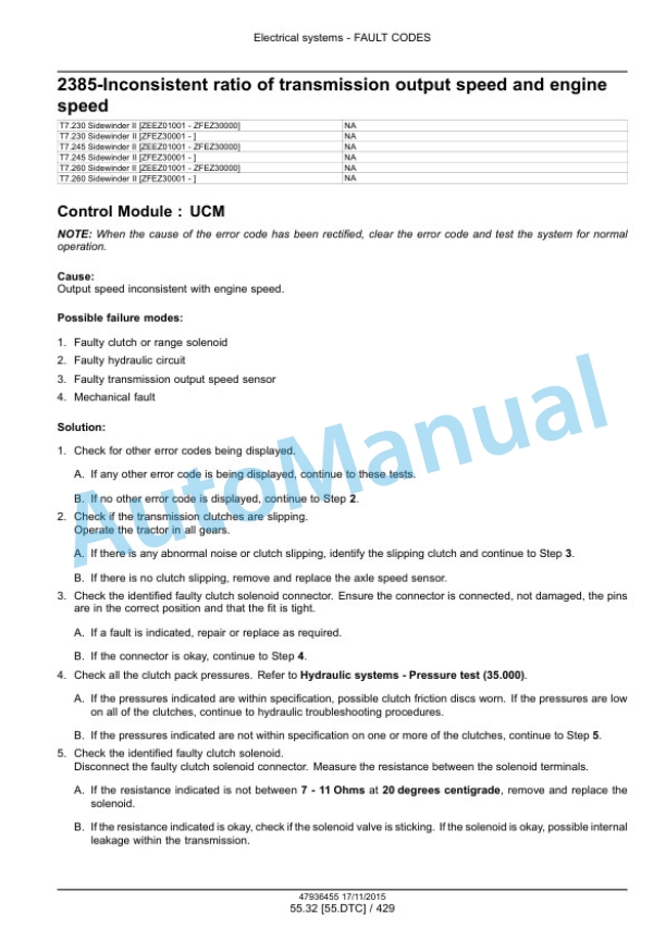 New Holland T7.230, T7.245, T7.260, T7.270 Auto Command Tier 4B Final Tractor Service Manual 47985263-2