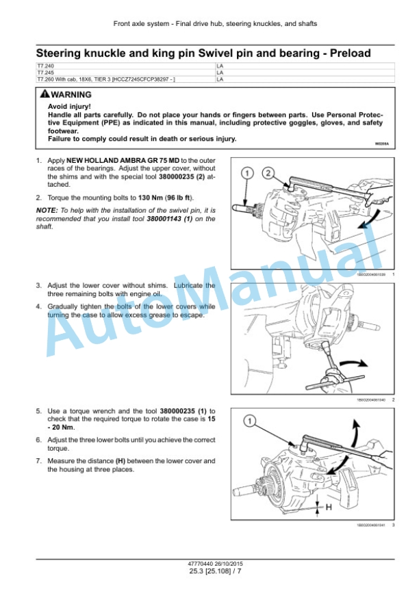 Alternative view of New Holland T7.240, T7.245, T7.260 Tractor Service Manual 47770440