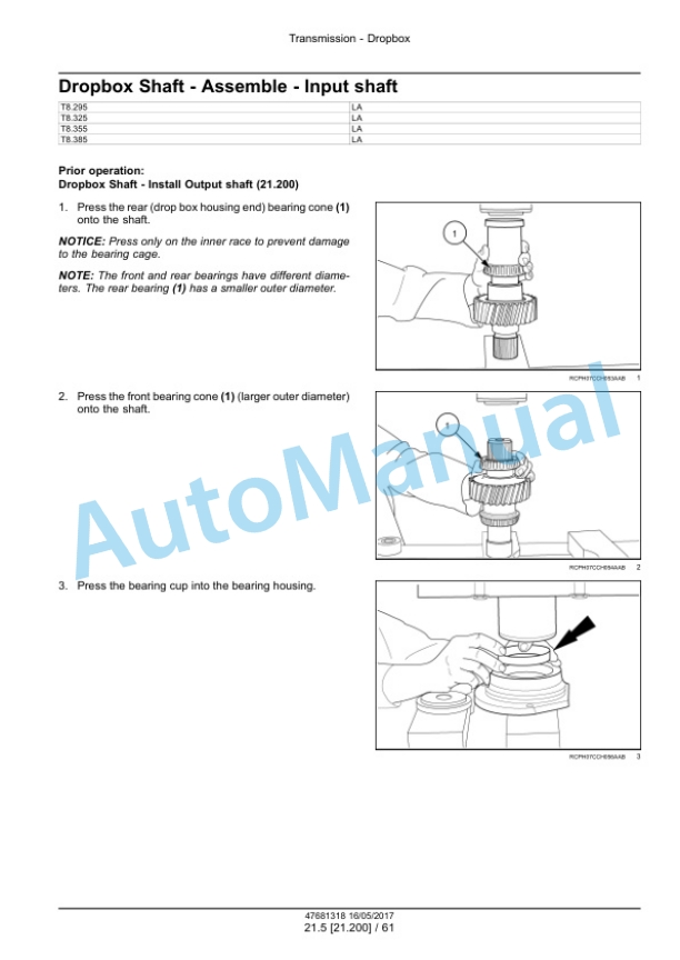 Alternative view of New Holland T8.295, T8.325, T8.355, T8.385 Tier 3 Tractor Service Manual 47681318