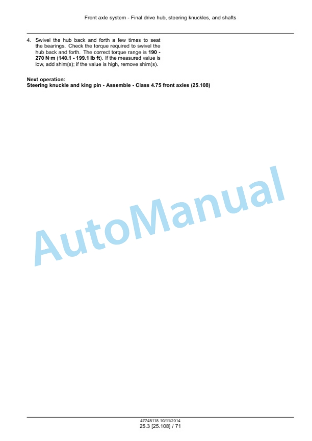 Alternative view of New Holland T8.320, T8.350, T8.380, T8.410, T8.380 SmartTrax, T8.410 SmartTrax Powershift Transmission PST Tractor Service Manual 47748118