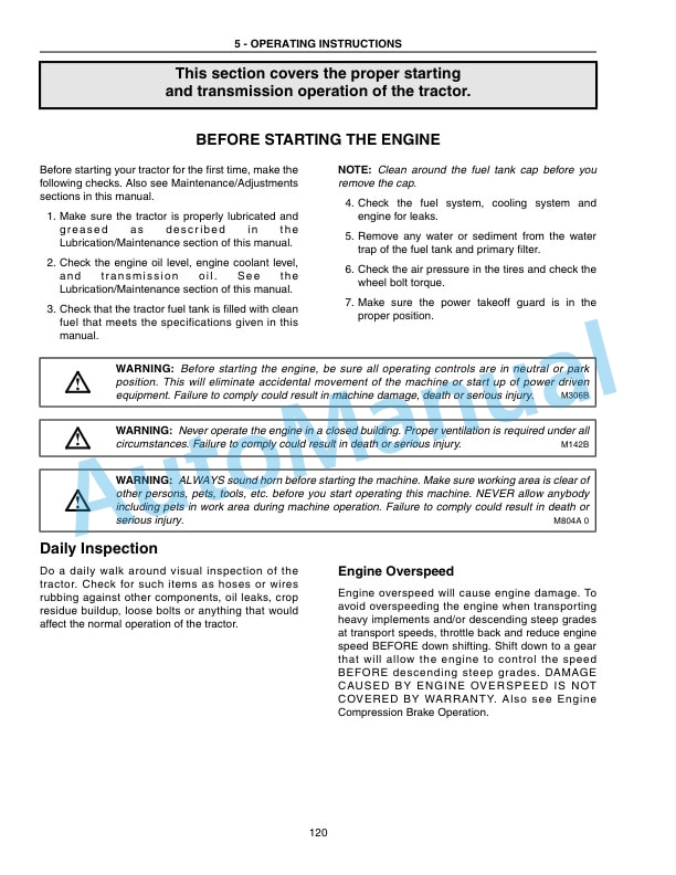 New Holland T9030, T9040, T9050, T9060 Tractor Operation and Maintenance Manual 84266061-3