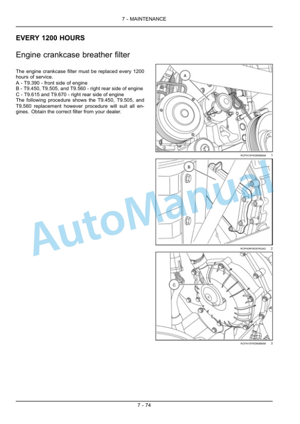 New Holland T9.390, T9.450, T9.505, T9.560, T9.615, T9.670 Tier 4 Tractor Operation and Maintenance Manual 84548094-5