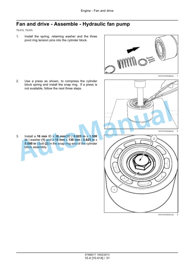 New Holland T9.390, T9.450, T9.505, T9.560, T9.615, T9.670 Tier 4 Tractor Service Manual 47512821-5