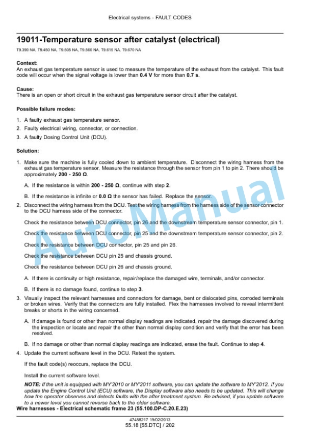 New Holland T9.390, T9.450, T9.505, T9.560, T9.615, T9.670 Tier 4 Tractor Service Manual 47512829-4
