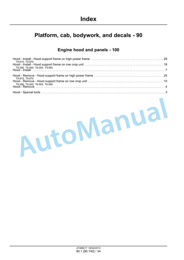 New Holland T9.390, T9.450, T9.505, T9.560, T9.615, T9.670 Tier 4 Tractor Service Manual 47512832-2