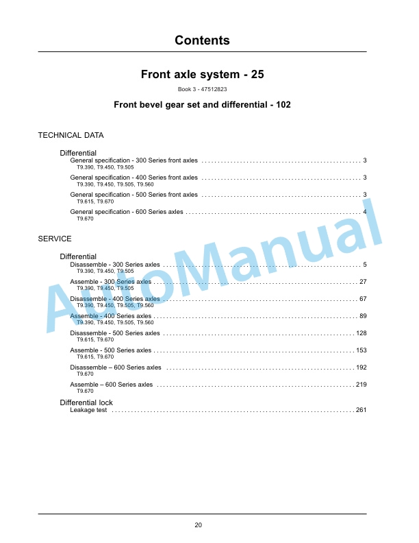 New Holland T9.390, T9.450, T9.505, T9.560, T9.615, T9.670 Tier 4 Tractor Service Manual 47512833-2