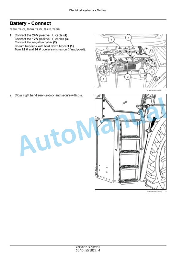 Alternative view of New Holland T9.390, T9.450, T9.505, T9.560, T9.615, T9.670 Tier 4 Tractor Service Manual 47632305