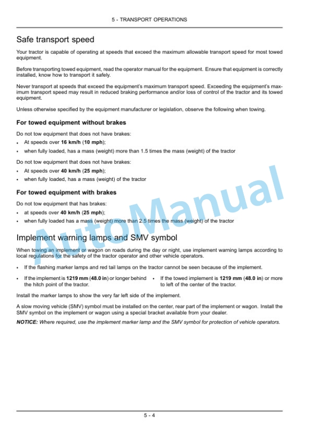 New Holland T9.390, T9.450, T9.505, T9.560, T9.615, T9.670 Tractor Operation and Maintenance Manual 84295197-3