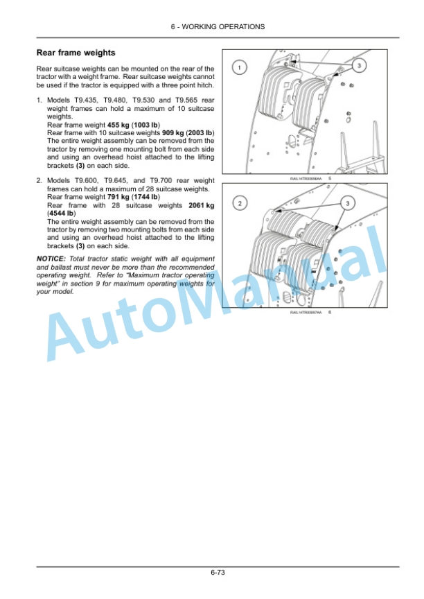 New Holland T9.435, T9.480, T9.530, T9.565, T9.600, T9.645, T9.700 Stage IV Tractor Operation and Maintenance Manual 47982436-4
