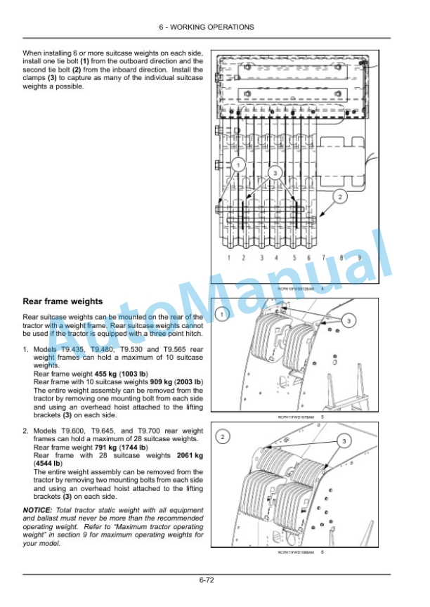 New Holland T9.435, T9.480, T9.530, T9.565, T9.600, T9.645, T9.700 Tier 4B Final Tractor Operation and Maintenance Manual 47583663-4
