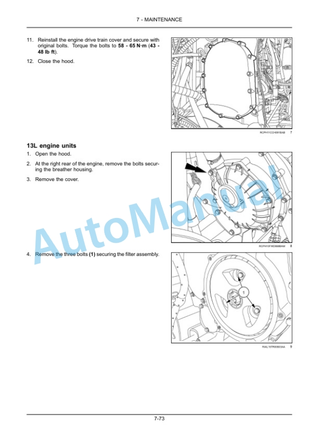 New Holland T9.435, T9.480, T9.530, T9.565, T9.600, T9.645, T9.700 Tier 4B Final Tractor Operation and Maintenance Manual 48074987-5