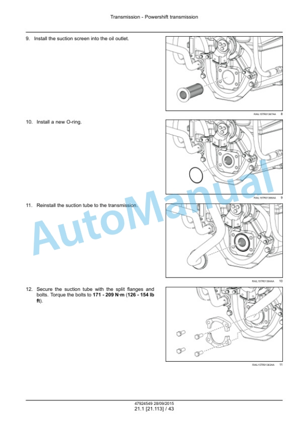 New Holland T9.435, T9.480, T9.530, T9.565, T9.600, T9.645, T9.700 Tier 4B Final Tractor Service Manual 47936389-2