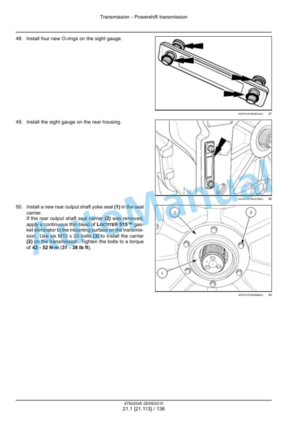 New Holland T9.435, T9.480, T9.530, T9.565, T9.600, T9.645, T9.700 Tier 4B Final Tractor Service Manual 47936389-4