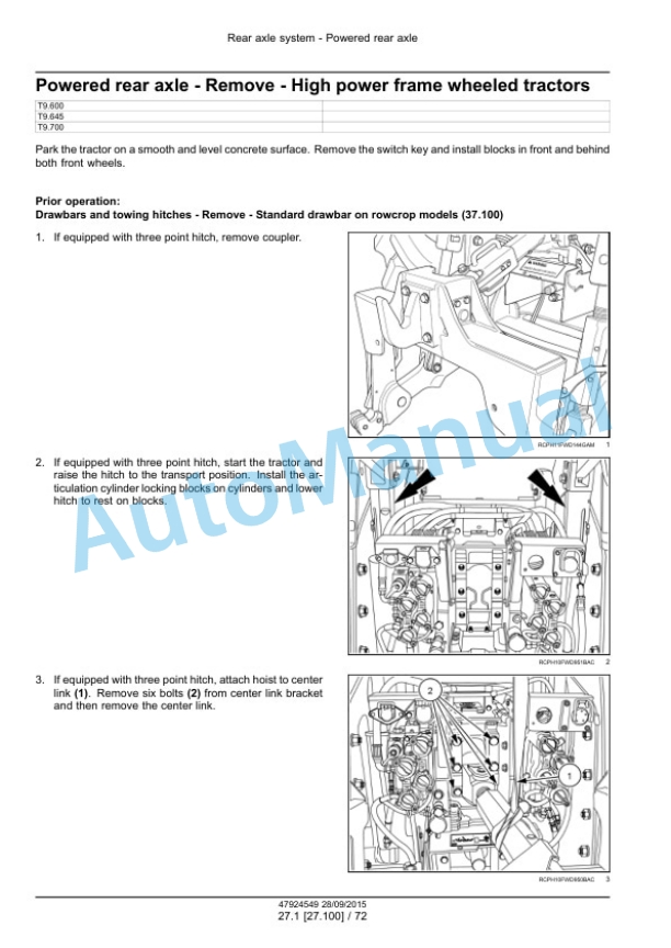 New Holland T9.435, T9.480, T9.530, T9.565, T9.600, T9.645, T9.700 Tier 4B Final Tractor Service Manual 47936392-2