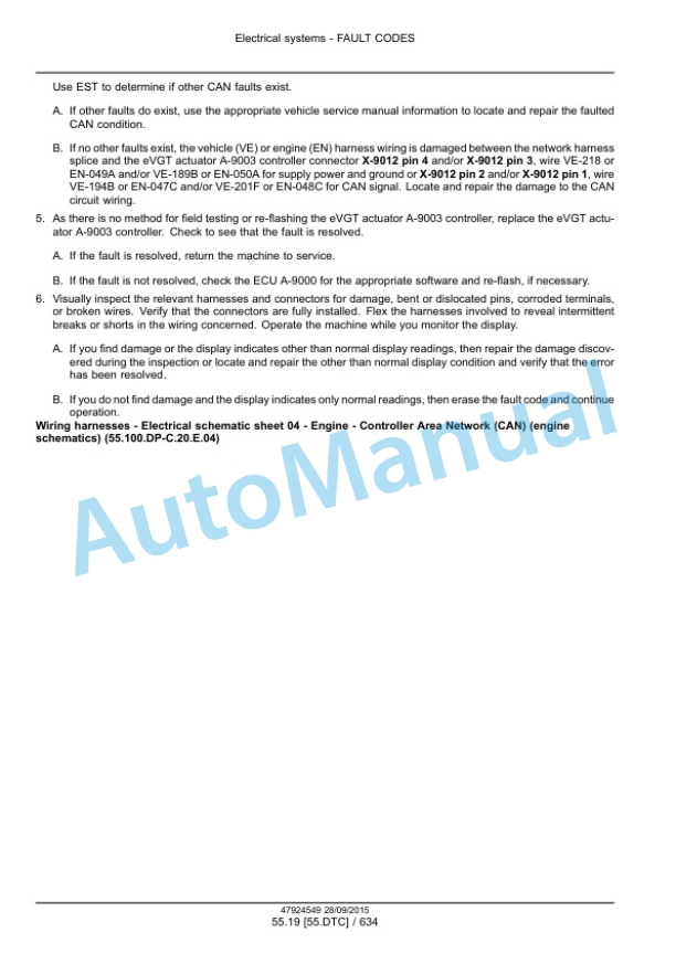 New Holland T9.435, T9.480, T9.530, T9.565, T9.600, T9.645, T9.700 Tier 4B Final Tractor Service Manual 47936400-5