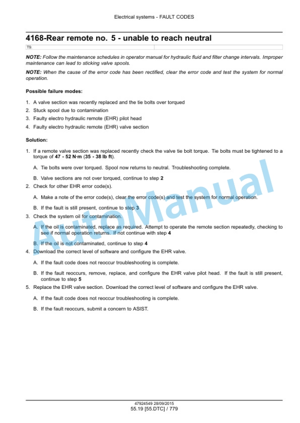New Holland T9.435, T9.480, T9.530, T9.565, T9.600, T9.645, T9.700 Tier 4B Final Tractor Service Manual 47936401-2