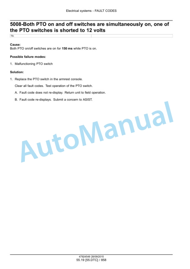 New Holland T9.435, T9.480, T9.530, T9.565, T9.600, T9.645, T9.700 Tier 4B Final Tractor Service Manual 47936401-3