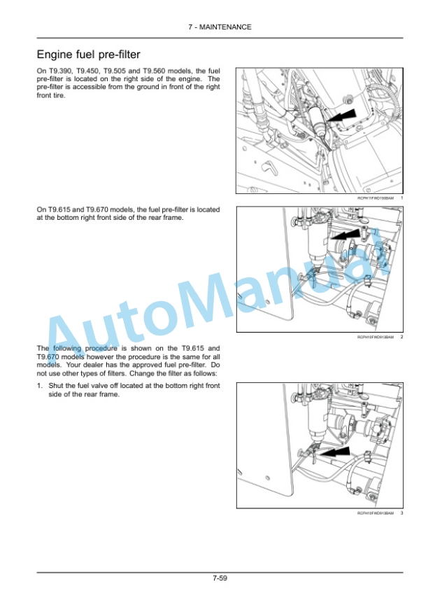 New Holland T9.450, T9.505, T9.560, T9.615, T9.670 Tier 2 Tractor Operation and Maintenance Manual 47538873-5