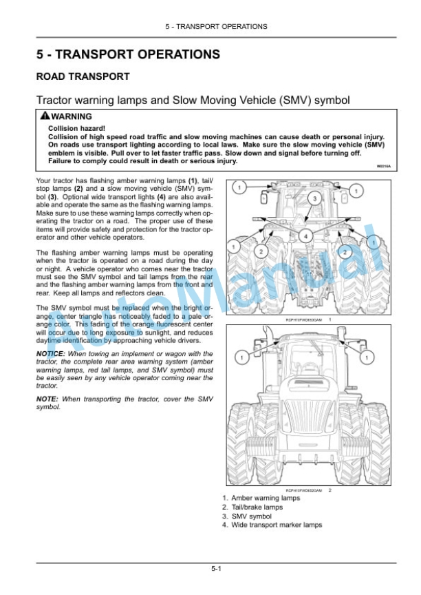 New Holland T9.450, T9.505, T9.560, T9.615, T9.670 Tier 2 Tractor Operation and Maintenance Manual 47538895-3