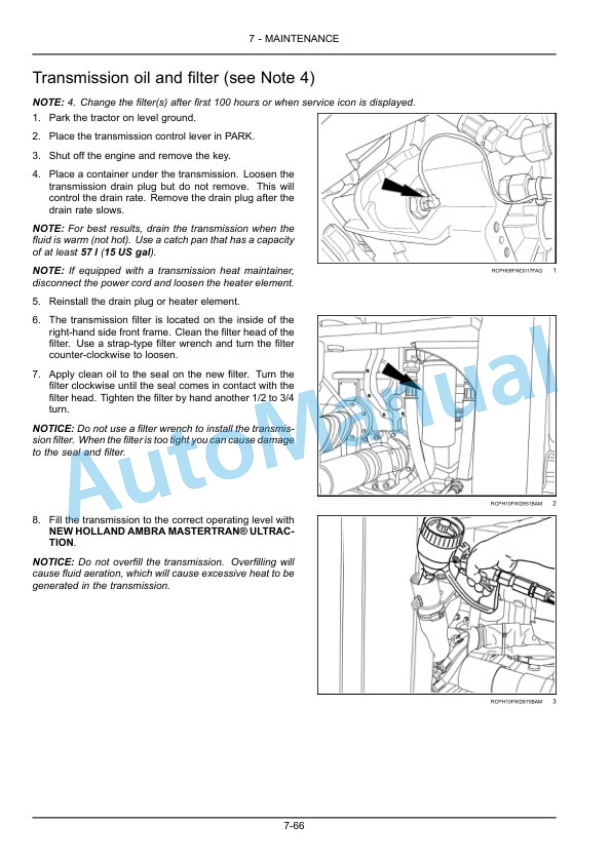 New Holland T9.450, T9.505, T9.560, T9.615, T9.670 Tier 2 Tractor Operation and Maintenance Manual 47754868-5