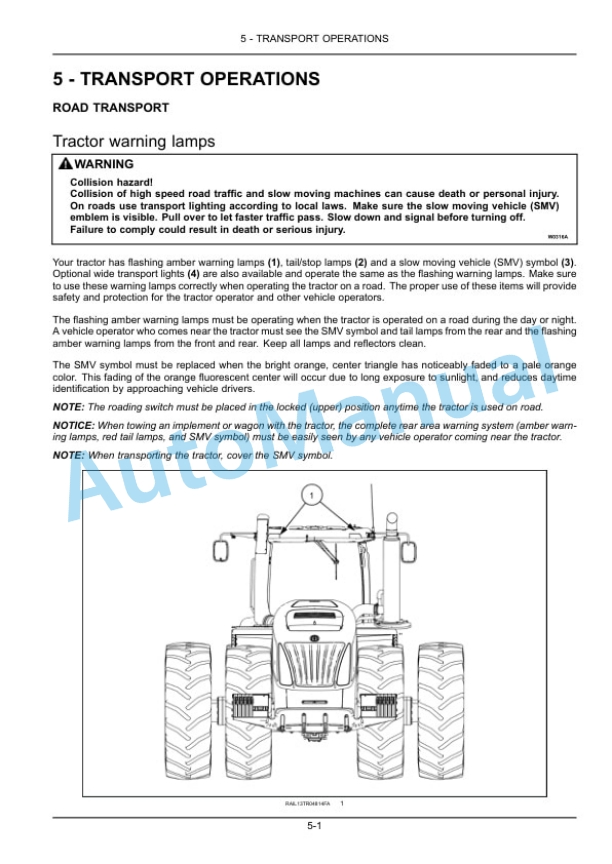 New Holland T9.450, T9.505, T9.560, T9.615, T9.670 Tier 2 Tractor Operation and Maintenance Manual 48076595-3